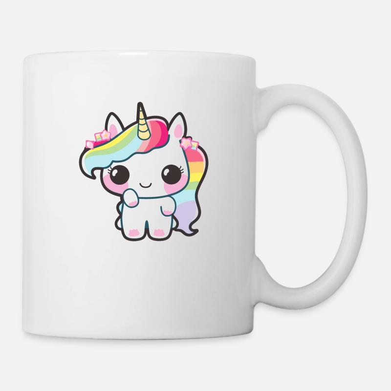 Bébé Licorne avec crinière arc-en-ciel - Mug blanc - blanc