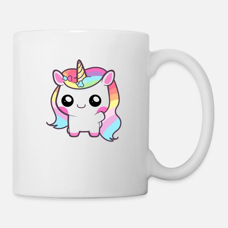 Bébé Licorne avec crinière arc-en-ciel - Mug blanc - blanc