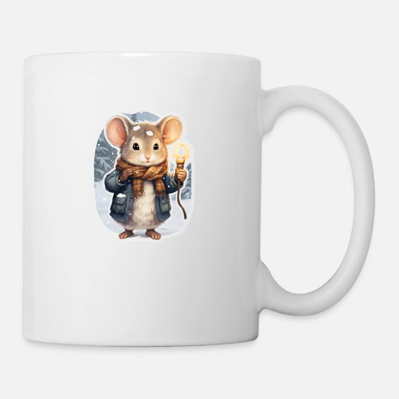 Moderne Maus im Winter - Tasse - Weiß