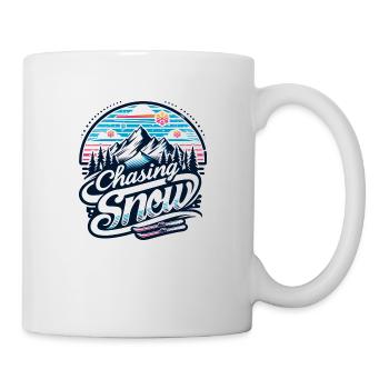 "Chasing Snow" - der Traum eines jeden Skiliebhabers - Tasse - Weiß - Rechts