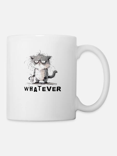 Mürrisch Katze - Mug - white