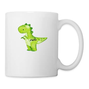 Geburtstagsaufdruck Dino, grün - Tasse - Weiß - Rechts
