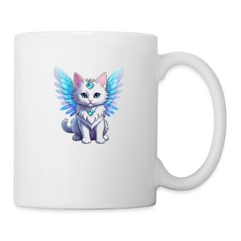 chat avec des ailes - Mug blanc - blanc - Droite