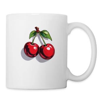 Rote Kirsche Cherries Kirschen Cherry - Tasse - Weiß - Rechts