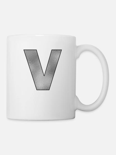 Letter V Silver - Mug - white