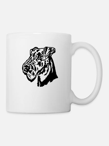 AiredaleTerrier Kopf - Tasse - Weiß