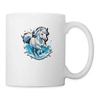 Galoppierendes Pferd - Reiten - Tasse - Weiß - Rechts