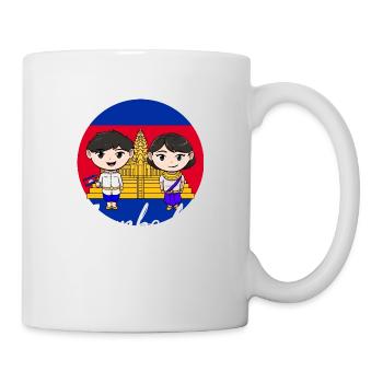 Temple du Cambodge Khmer Vintage drapeau je cadeau - Mug blanc - blanc - Droite