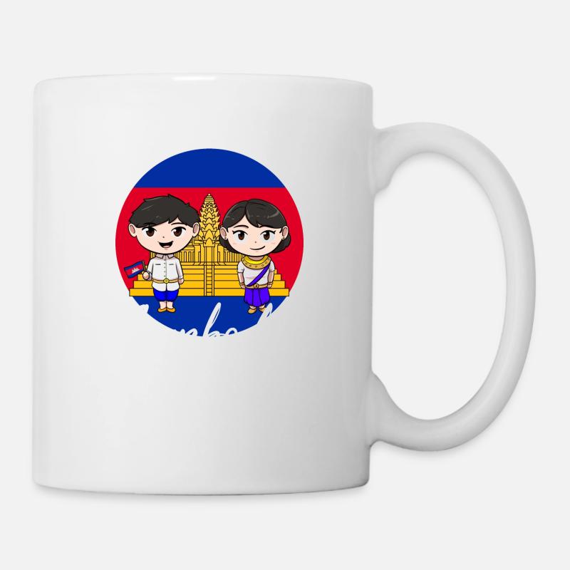 Temple du Cambodge Khmer Vintage drapeau je cadeau - Mug blanc - blanc