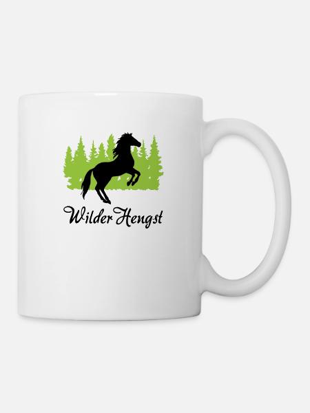 "Wilder Hengst: Kraft und Freiheit vereint" - Tasse - Weiß