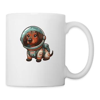 Teckel mignon en costume d’astronaute, espace extra-atmosphérique - Mug blanc - blanc - Droite