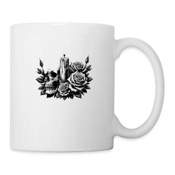 Gothic Totenkopf und Rosen Grafik - Tasse - Weiß - Rechts
