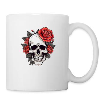 Gothique tête de mort Roses Art de la mode graphique - Mug blanc - blanc - Droite