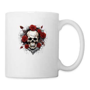 Gothic Skull and Roses Art Graphic Fashion - Mug - white - Right