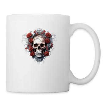 Gothic Totenkopf Rosen Kunst Grafik Mode - Tasse - Weiß - Rechts