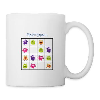 Monster-Sudoku "Monsterdoku" (schwarz) - Tasse - Weiß - Rechts