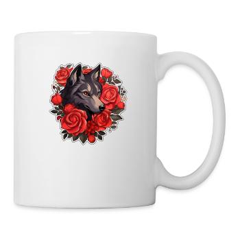 Gothic Wolf and Roses Illustration - Mug - white - Right