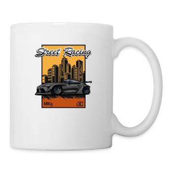 Voiture de sport compacte dans les rues - Mug blanc - blanc - Droite