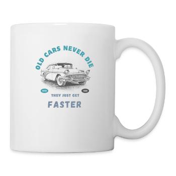 Alte Autos sterben nie, sie werden nur schneller - Tasse - Weiß - Rechts