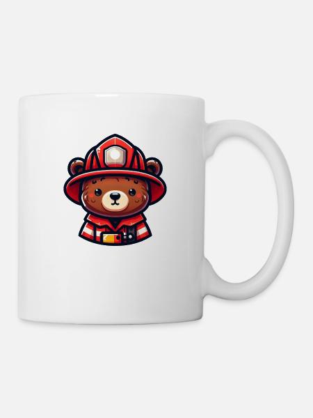 Pompier ours mignon - Mug blanc - blanc
