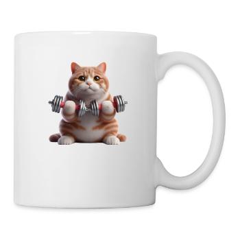 Sport Motif - Cat with Weights - Mug - white - Right