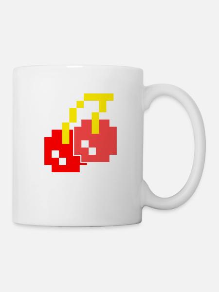8 Bit Pixel Kirschen 80er Jahre Videospiel Halloween - Tasse - Weiß