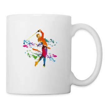 Golfspielerin beim Abschlag - Tasse - Weiß - Rechts
