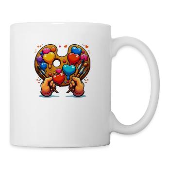 Painter's Love: Colorful Heart Palette in Cartoon - Mug - white - Right