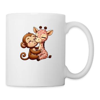 Cuddling Monkey And Giraffe In Love - Mug - white - Right