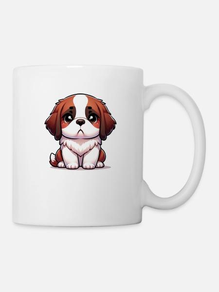 Digital illustration of cute St Bernard dog - Mug - white