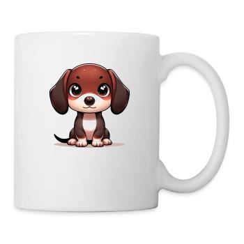 Digitale Illustration eines niedlichen Dackelhundes - Tasse - Weiß - Rechts