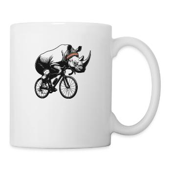Radfahrendes Nashorn - Tasse - Weiß - Rechts