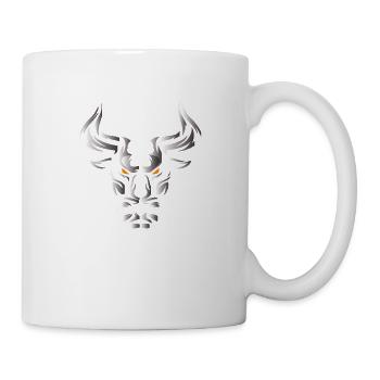 Stier Stierkopf Kopf Logo Steak Beast Gym Horn - Tasse - Weiß - Rechts