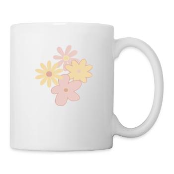Gezeichnete Blumen - Tasse - Weiß - Rechts