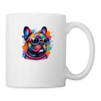 Art coloré de bouledogue Français - Mug blanc - blanc - Droite
