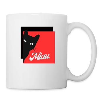 Miau, Katze - Tasse - Weiß - Rechts