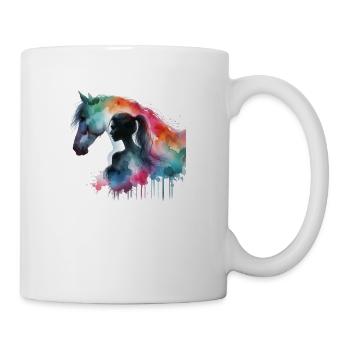 Frau mit Pferd aquarell - Tasse - Weiß - Rechts