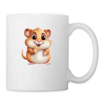 Un hamster mignon mange un biscuit pour les enfants et les bébés - Mug blanc - blanc - Droite