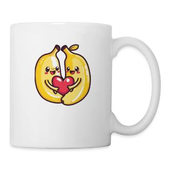 Banane Couple Amour Coeur Saint Valentin - Mug blanc - blanc - Droite
