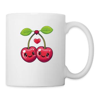 Kirschen Paar Liebe Herz Valentinstag - Tasse - Weiß - Rechts