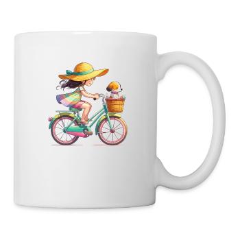Girl on bicycle - Mug - white - Right