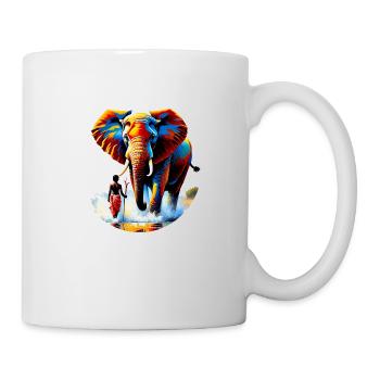 Furchtloser Krieger Junge trifft Elefantenbullen - Tasse - Weiß - Rechts
