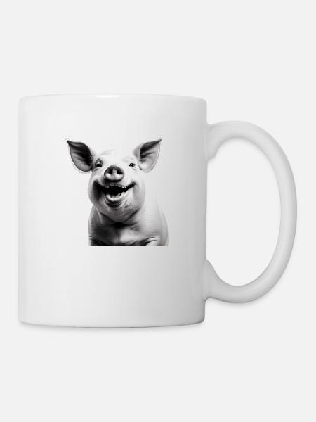 Das Glückliche Schwein - Tasse - Weiß