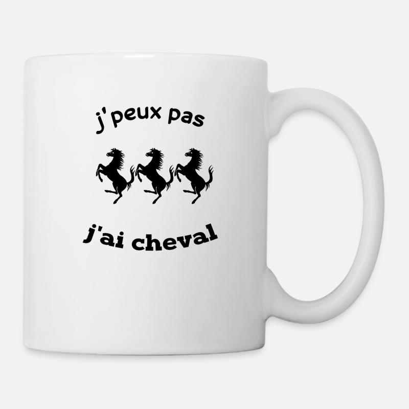 je peux pas j ai cheval - Mug blanc - blanc