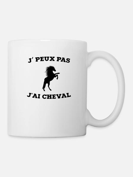 je peux pas j ai cheval - Mug blanc - blanc