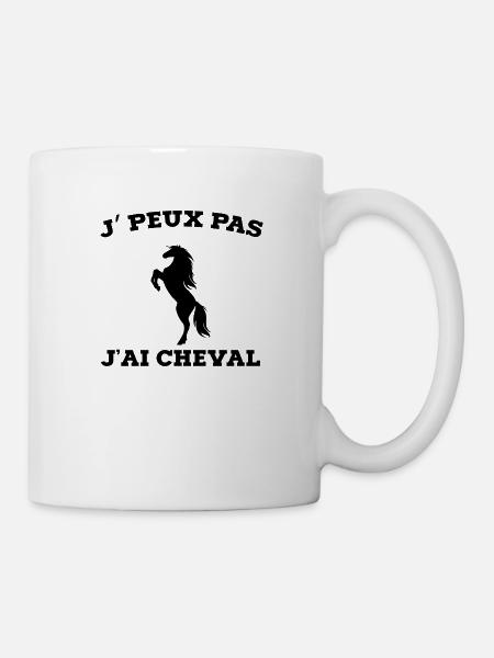 je peux pas j ai cheval - Mug blanc - blanc
