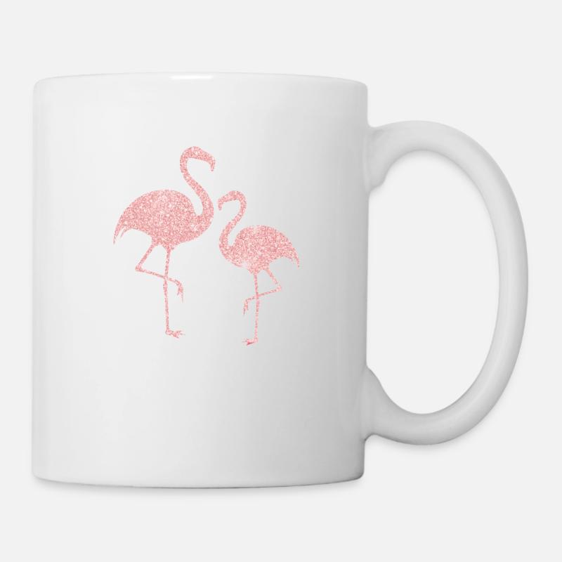Glitzer Rosa Flamingo - Tasse - Weiß