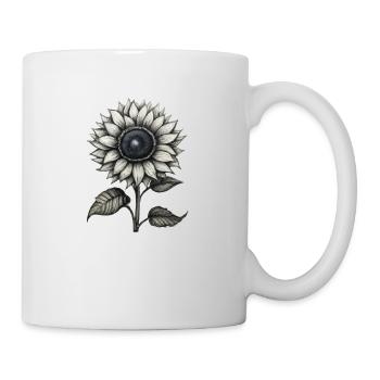 gezeichnete Sonnenblume - Tasse - Weiß - Rechts