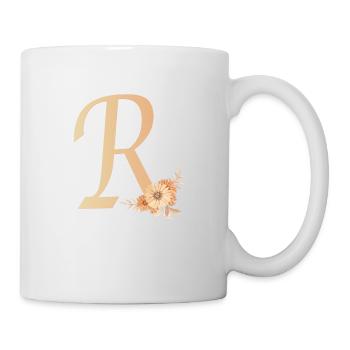 Buchstabe R mit Blumen - Tasse - Weiß - Rechts