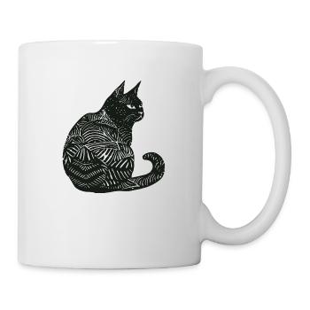 Schwarze Katze Haustier Kätzchen Mietze Schnurren - Tasse - Weiß - Rechts